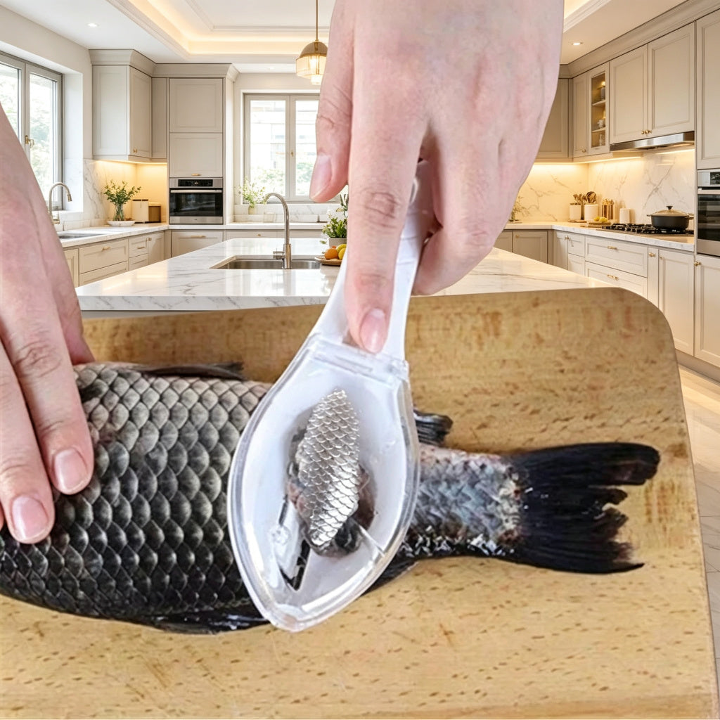 Raspador Manual de Escamas de Pescado con Tapa Protectora