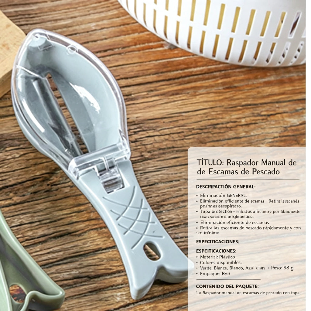Raspador Manual de Escamas de Pescado con Tapa Protectora