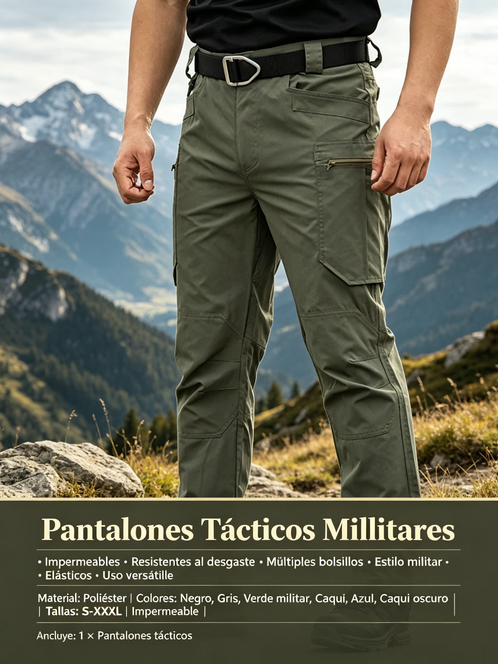 Pantalones Tácticos Multibolsillos Impermeables para Hombre