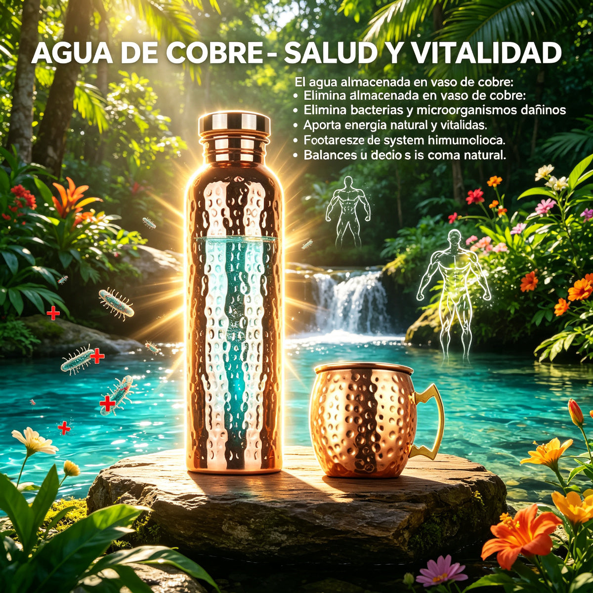 Jarra de Agua Aislada de Acero Inoxidable con Acabado Martillado 800ml