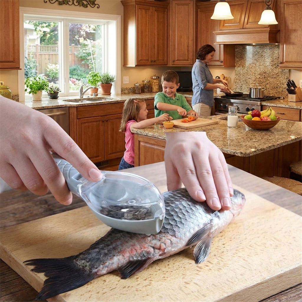 Raspador Manual de Escamas de Pescado con Tapa Protectora
