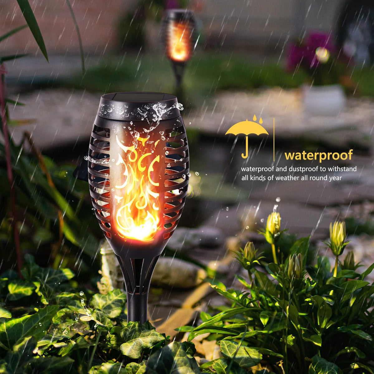 Luz de Jardín de Llama LED con Energía Solar