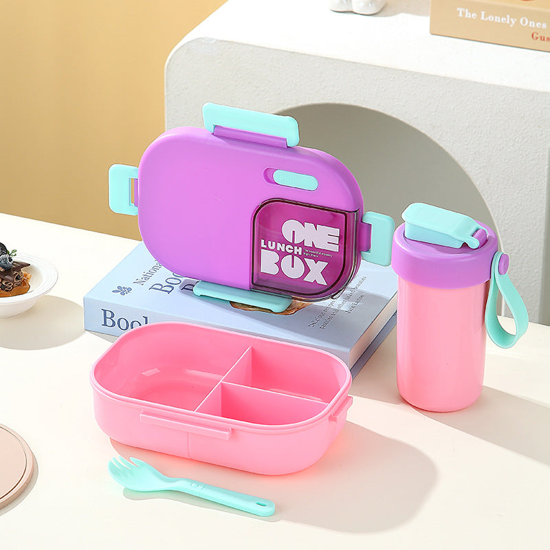 Lonchera de Acero Inoxidable con Compartimentos y Tapa de Colores