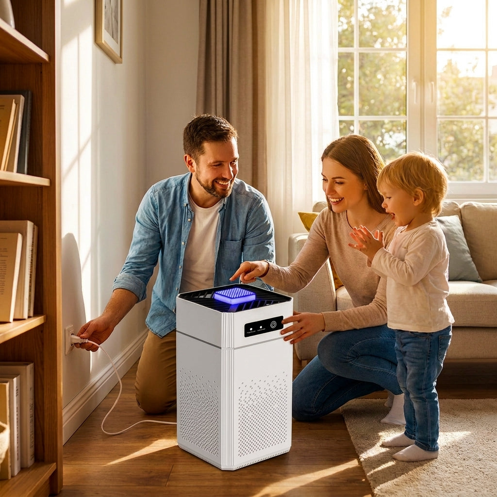 Purificador de Aire de Escritorio con Iones Negativos y Filtro Compuesto