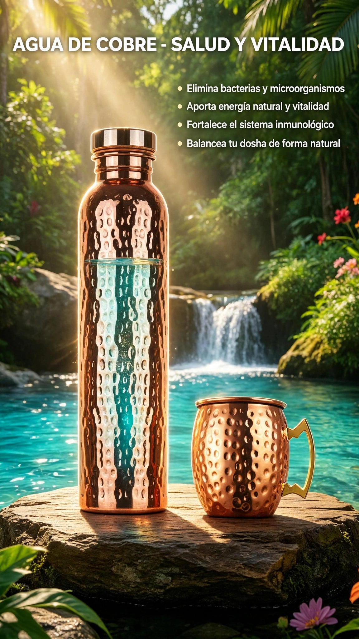 Jarra de Agua Aislada de Acero Inoxidable con Acabado Martillado 800ml