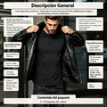 Chaqueta de Cuero Genuino para Hombre con Cuello Mao Estilo Motociclista