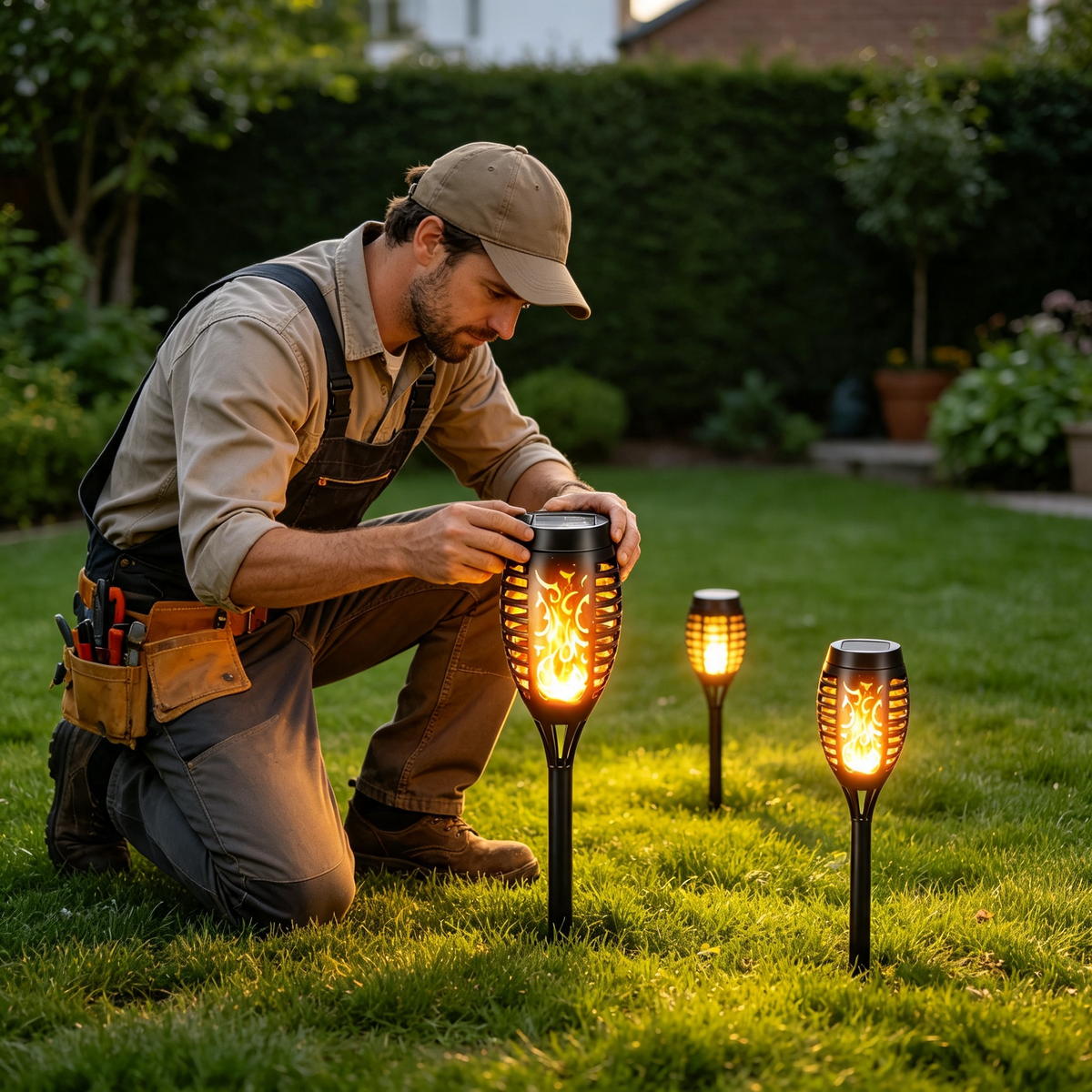 Luz de Jardín de Llama LED con Energía Solar