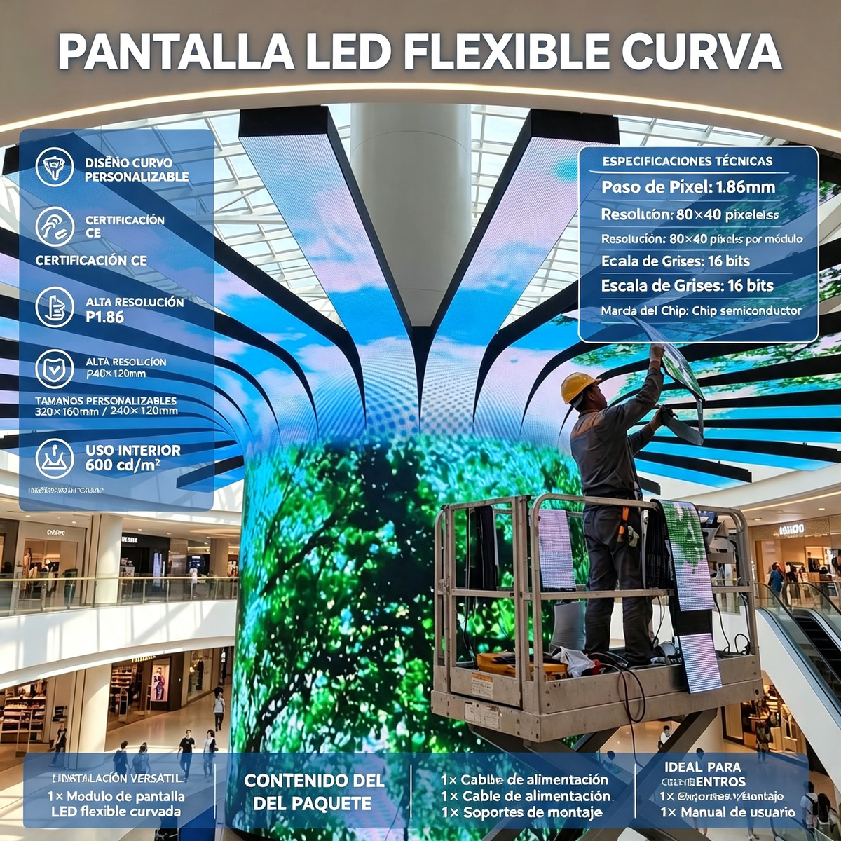 Pantalla LED Flexible Curvada P1.86