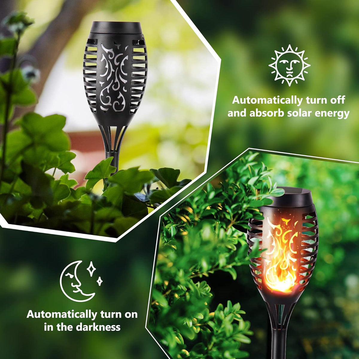 Luz de Jardín de Llama LED con Energía Solar