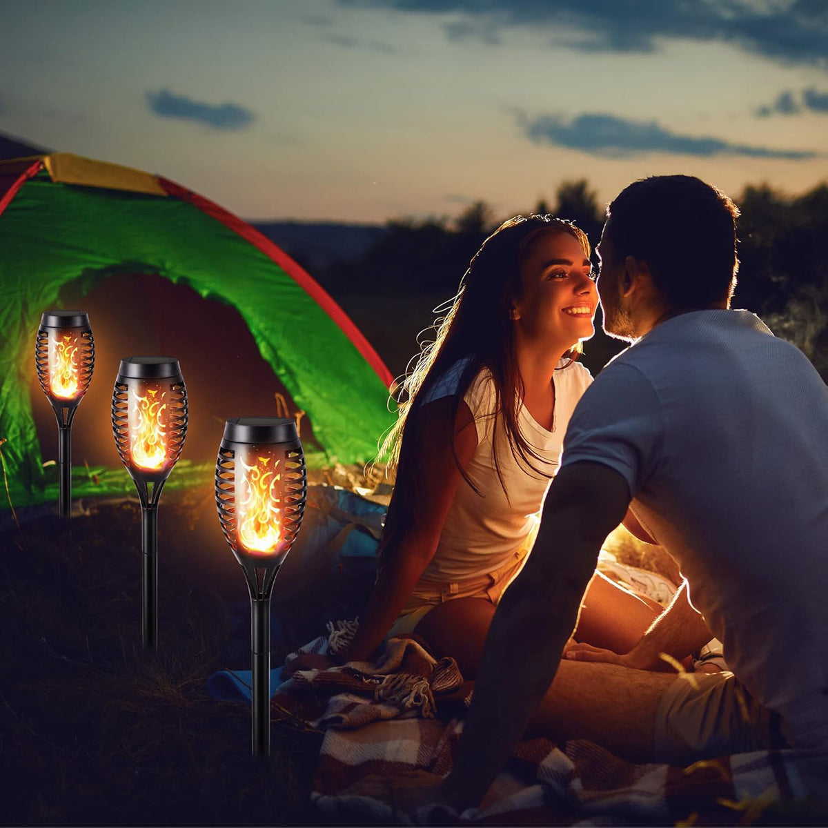 Luz de Jardín de Llama LED con Energía Solar